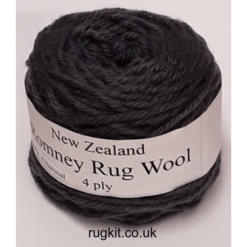 Romney rug wool 100g ball charcoal